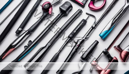 Various curling irons of different lengths and sizes, all on a white table