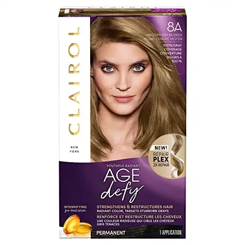 Clairol Age Defy Permanent Hair Dye, 8A Medium Ash Blonde Hair Color