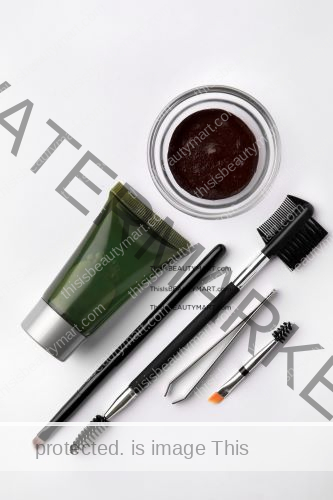 An eyebrow tool and cosmetics kit