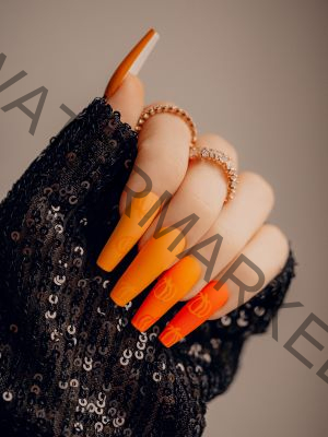 Coffin-shaped Nails in Pumpkin Orange for Halloween