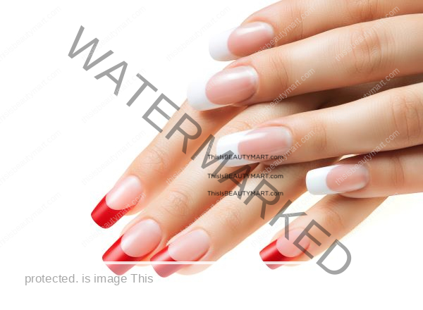 French nails in red and white